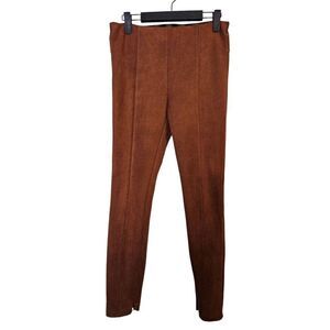 Anthropologie brown faux suede leggings with zipper at ankle. Size 28.